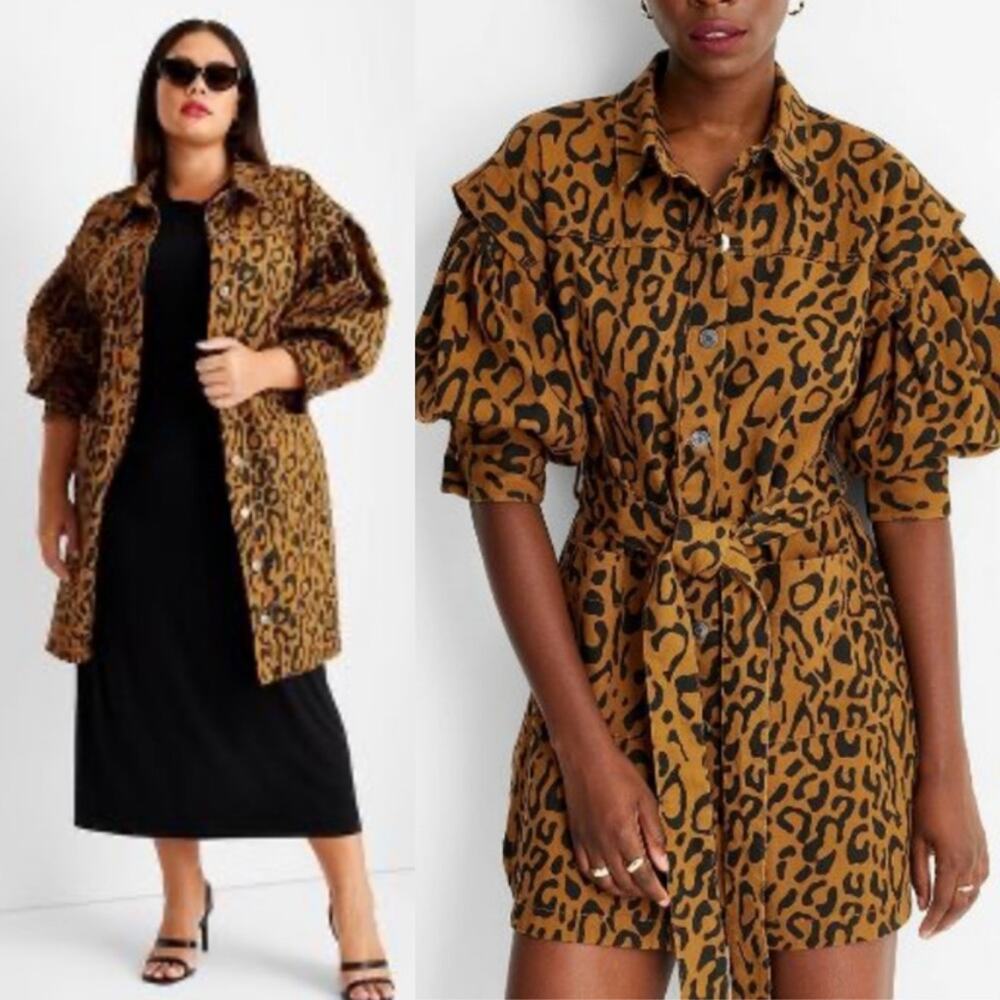 Future Collective Kahlana Barfield Leopard Animal Print Utility Dress NWT Size 0